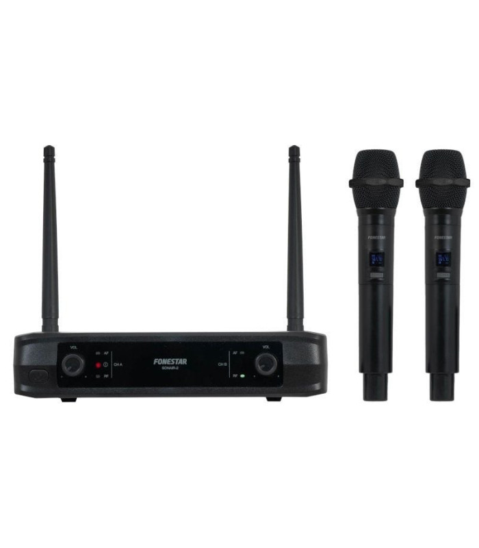 Micrófono inalámbrico doble mano uhf fonestar sonair-2m/ incluye receptor
