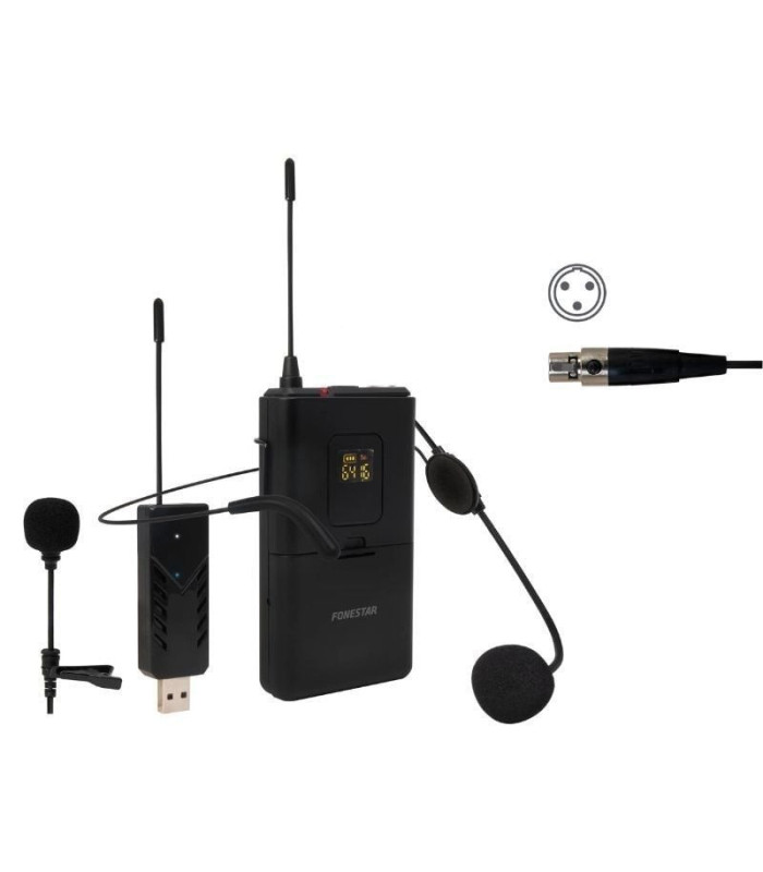 Micrófono de cabeza y solapa uhf fonestar wi-mic