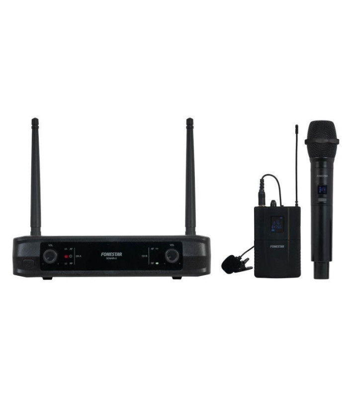 Micrófono inalámbrico doble mano y petaca uhf fonestar sonair-2mp/ incluye receptor