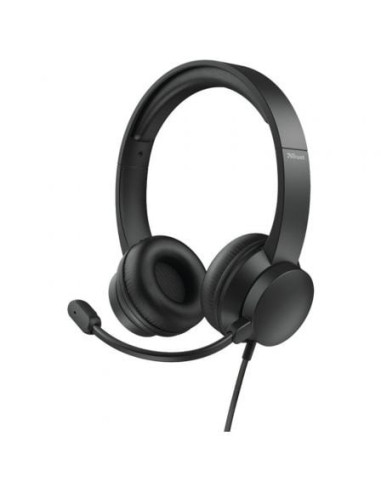 Auriculares trust hs-200 on-ear 24186/ con micrófono/ usb/ negros