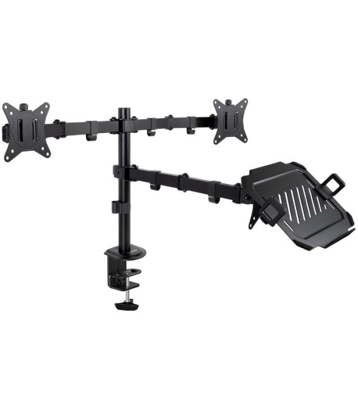 Soporte de mesa para 2 monitores y 1 portátil tooq db1202tn-b/ giratorio/ inclinable/ hasta 9kg