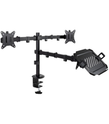 Soporte de mesa para 2 monitores y 1 portátil tooq db1202tn-b/ giratorio/ inclinable/ hasta 9kg