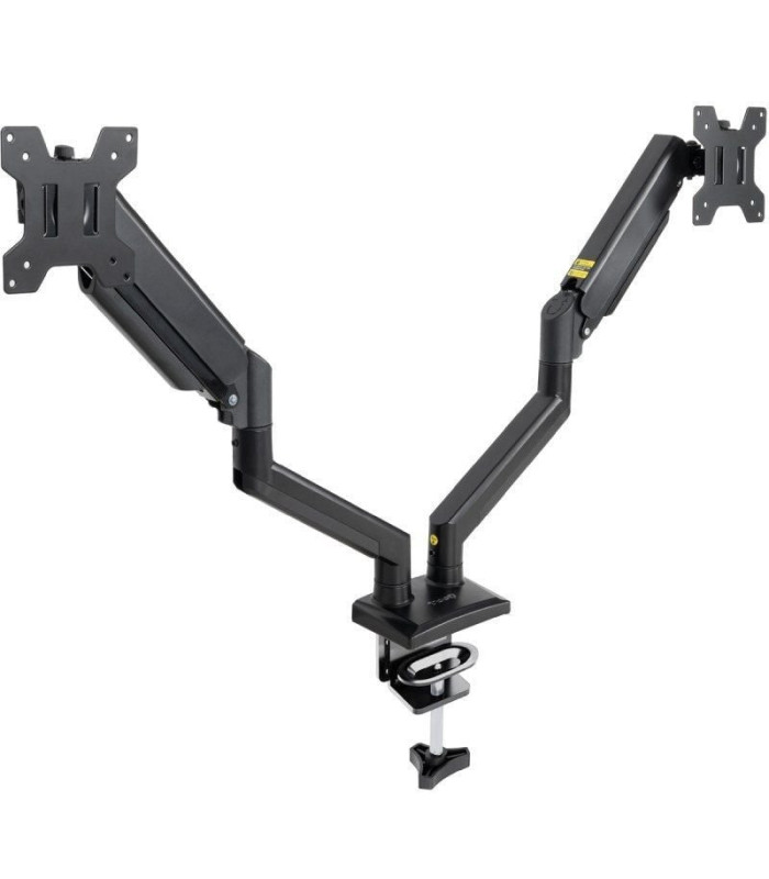 Soporte de mesa para 2 monitores tooq db1434tnr-b/ giratorio/ inclinable/ hasta 10kg