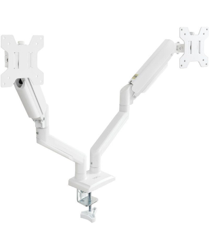 Soporte de mesa para 2 monitores tooq db1434tnr-w/ giratorio/ inclinable/ hasta 10kg