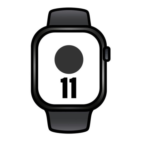 Apple watch series 11/ gps/ 42mm/ negro azabache/ correa deportiva negra (s/m)
