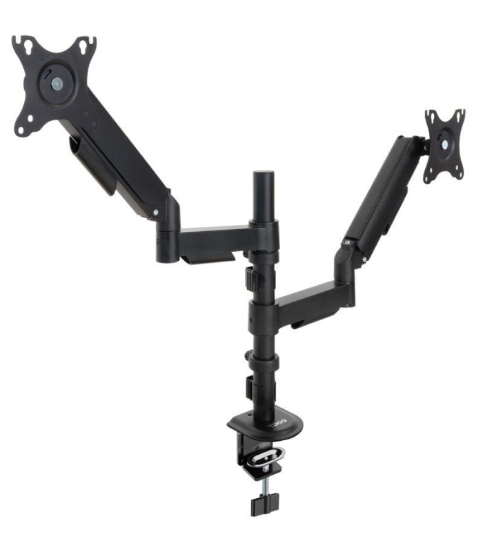Soporte de mesa para 2 monitores tooq db1533tnr-b/ giratorio/ inclinable/ hasta 9kg