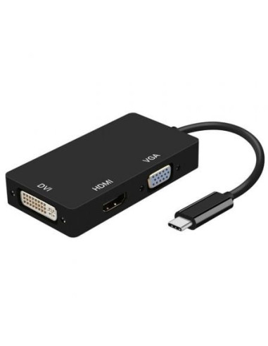 Conversor aisens a109-0343/ usb tipo-c macho - dvi hembra/ vga hembra / hdmi hembra/ 15cm/ negro