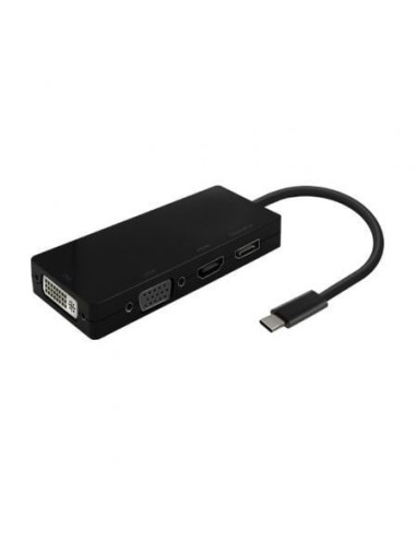 Conversor usb tipo-c aisens a109-0679/ hdmi hembra - vga hembra - dvi hembra - displayport hembra/ 15cm/ negro