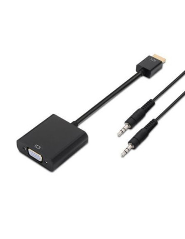 Conversor aisens a122-0126/ hdmi macho - vga hembra/ jack 3.5 hembra/ 10cm/ negro