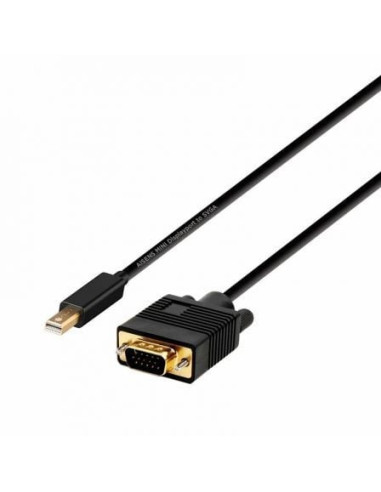 Cable conversor aisens a125-0362/ mini dp macho - vga macho/ 2m/ negro