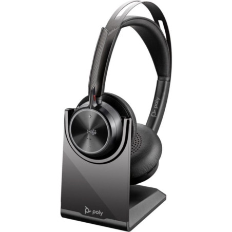 Auriculares inalámbricos poly voyager focus 2 microsoft teams + adaptador usb-c-a + soporte de carga/ con micrófono/ bluetooth/
