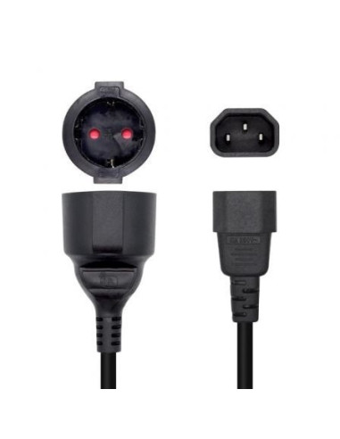 Adaptador alimentación aisens a132-0467/ c14 macho - cee7 hembra/ 25cm/ negro