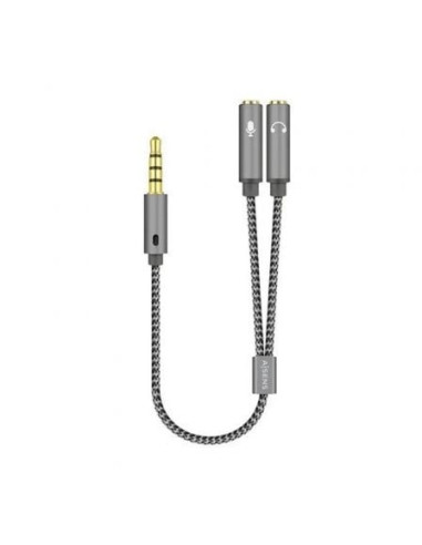 Adaptador aisens a128-0415/ jack 3.5 macho - 2x jack 3.5 hembra/ 25cm/ gris