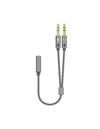 Adaptador aisens a128-0417/ jack 3.5 hembra - 2x jack 3.5 macho/ 25cm/ gris