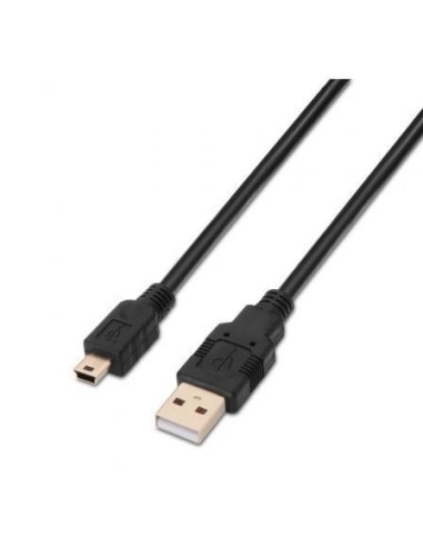 Cable usb 2.0 aisens a101-0024/ usb macho - usb mini macho/ 1m/ negro