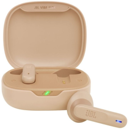 Auriculares bluetooth jbl vibe flex con estuche de carga/ autonomía 8h/ beige