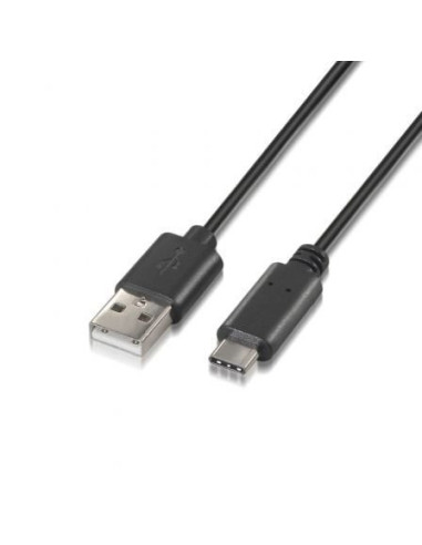 Cable usb 2.0 tipo-c aisens a107-0051/ usb tipo-c macho - usb macho/ 1m/ negro