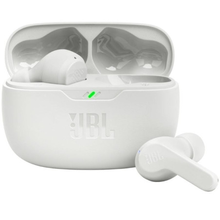 Auriculares bluetooth jbl wave beam con estuche de carga/ autonomía 8h/ blanco