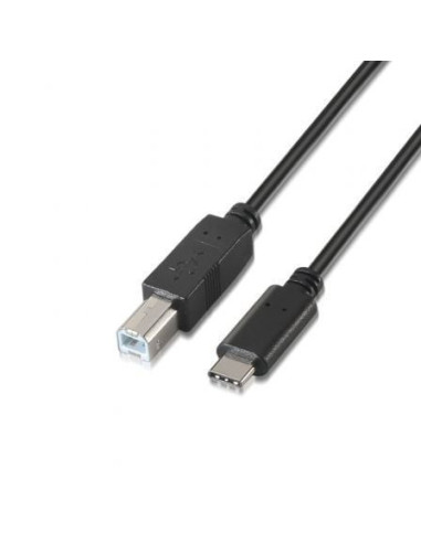 Cable usb 2.0  impresora aisens a107-0054/ usb tipo-c macho - usb tipo-b macho/ 2m/ negro