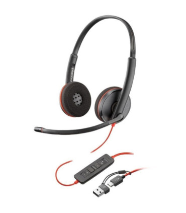 Auriculares poly blackwire 3220 + adaptador usb-c/a/ con micrófono/ usb tipo-c/ bulk/ negros
