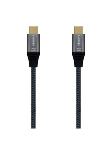 Cable usb 2.0 tipo-c aisens a107-0628 5a 100w/ usb tipo-c macho - usb tipo-c macho/ 1m/ gris