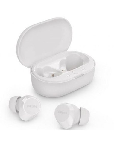 Auriculares bluetooth philips tat1209 con estuche de carga/ autonomía 6h/ blancos