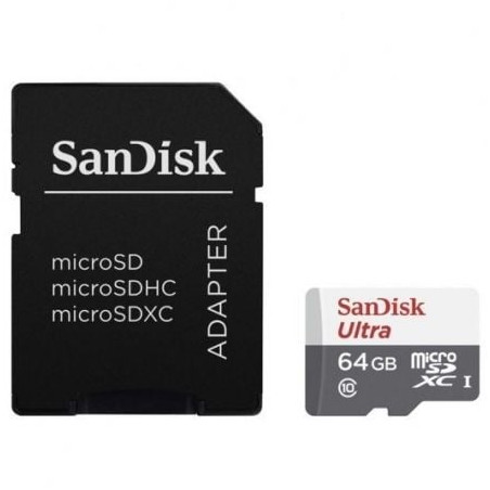 Tarjeta de memoria sandisk ultra 64gb microsd xc con adaptador/ clase 10/ 100mb/s