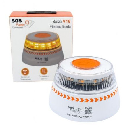 Luz baliza de emergencia para coche sos flash v16 connected iot bal/2/ homologada/ base imantada/ geolocalizable/ funciona a