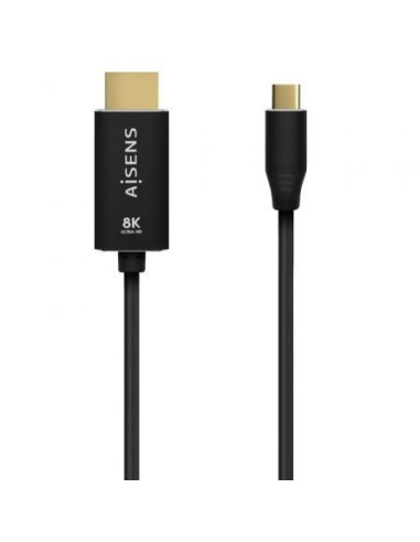 Cable conversor aisens a109-0711/ usb tipo-c macho/ hdmi 8k macho/ 1m/ negro