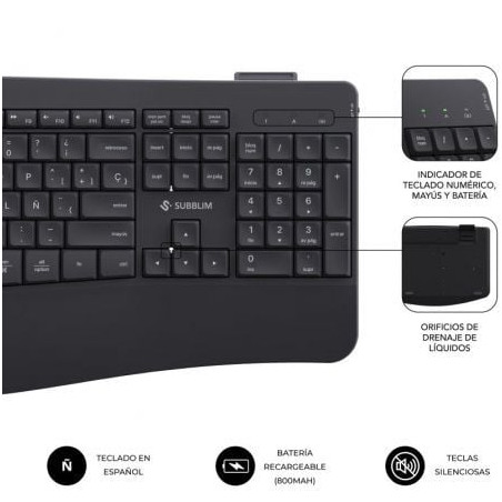Teclado y ratón inalámbrico subblim combo dual office prowave/ negro