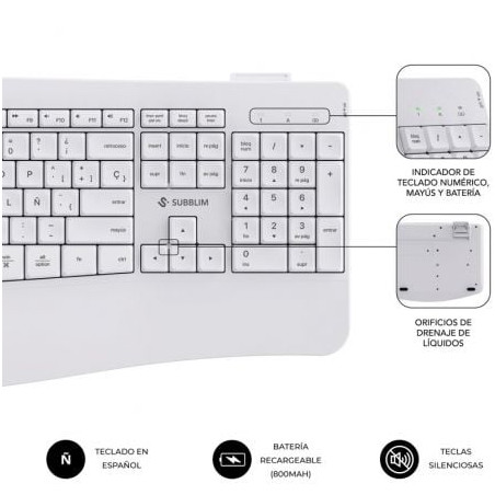 Teclado y ratón inalámbrico subblim combo dual office prowave/ blanco