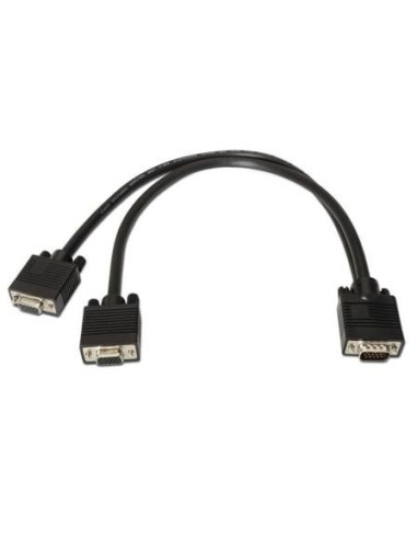 Cable duplicador svga aisens a113-0081/ vga macho - 2x vga hembra/ 45cm/ negro