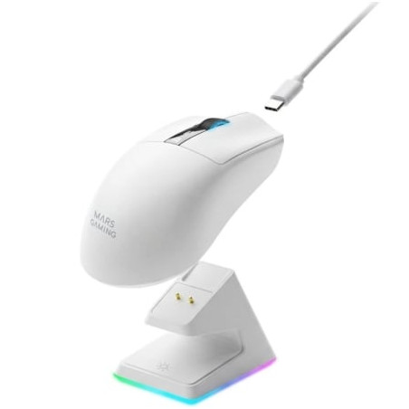 Ratón gaming inalámbrico mars gaming mmw-elite/ batería recargable/ hasta 20000 dpi/ blanco