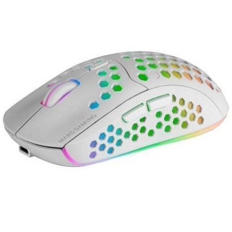 Ratón gaming inalámbrico mars gaming mmw3w/ batería recargable/ hasta 3200 dpi/ blanco