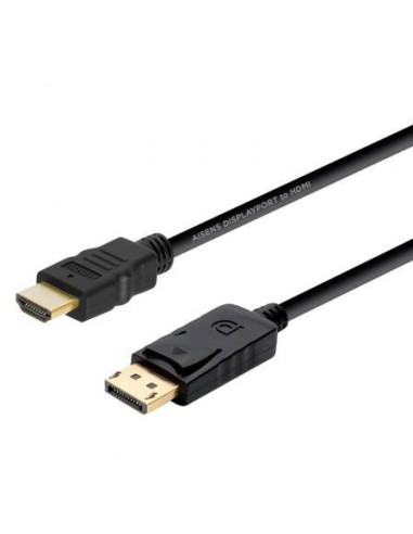 Cable conversor aisens a125-0364/ displayport macho - hdmi macho/ 2m/ negro