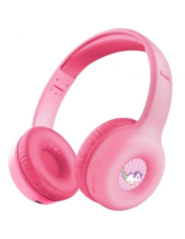 Auriculares infantiles inalámbricos trust nouna kids/ con micrófono/ rosas