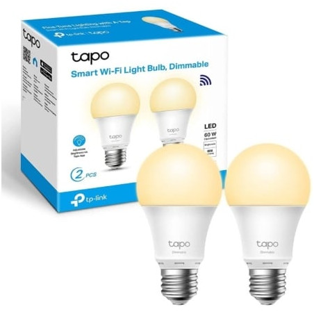 Bombilla inteligente tp-link tapo l510e/ casquillo e27/ 8.7w/ 806 lúmenes/ 2700k/ pack 2