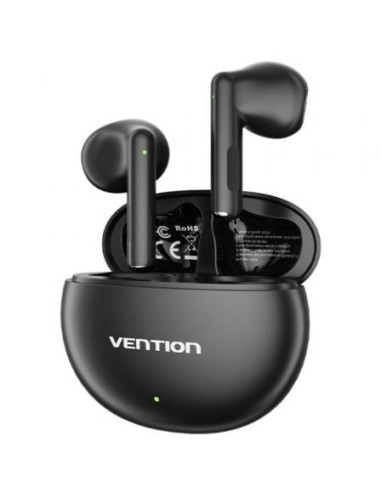 Auriculares bluetooth vention elf 06 nbkb0 con estuche de carga/ autonomía 6h/ negros