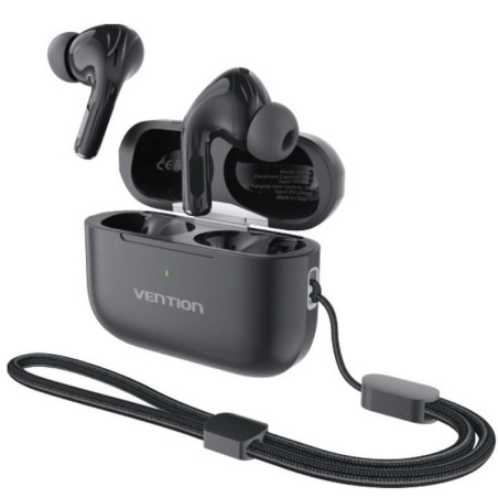 Auriculares bluetooth vention echo lite e11 plus con estuche de carga/ autonomía 6h/ negros