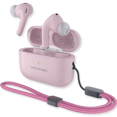 Auriculares bluetooth vention echo lite e11 plus con estuche de carga/ autonomía 6h/ rosas