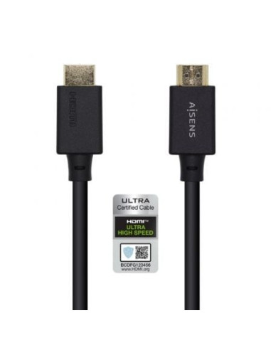 Cable hdmi 2.1 8k aisens a150-0420/ hdmi macho - hdmi macho/ 50cm/ certificado/ negro