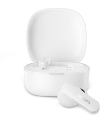 Auriculares bluetooth philips tat2100wt con estuche de carga/ autonomía 8h/ blancos