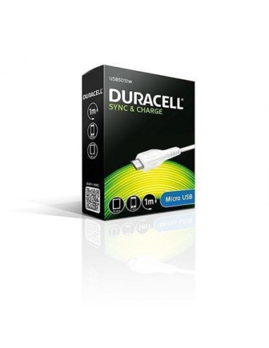 Cable usb 2.0 duracell usb5013w/ usb macho - microusb macho/ 1m/ blanco