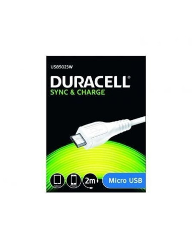 Cable usb 2.0 duracell usb5023w/ usb macho - microusb macho/ 2m/ blanco