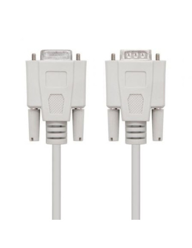 Cable serie rs232 nanocable 10.14.0203/ db9 macho - db9 hembra/ 3m/ beige