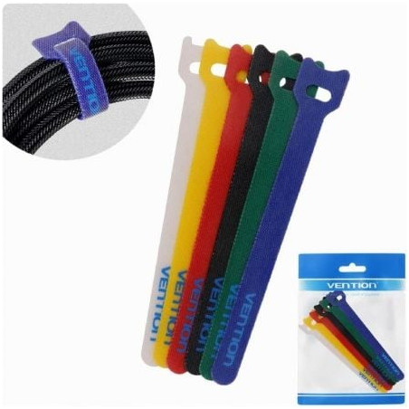 Tira organizadora de cables vention kac00/ 15cm/ pack de 6