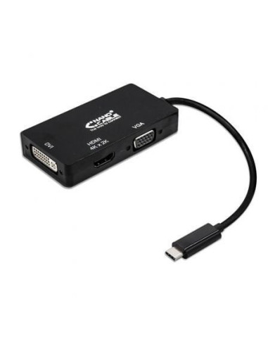 Conversor nanocable 10.16.4301-bk/ usb tipo-c macho - vga hembra/ dvi hembra/ hdmi hembra/ 10cm/ negro