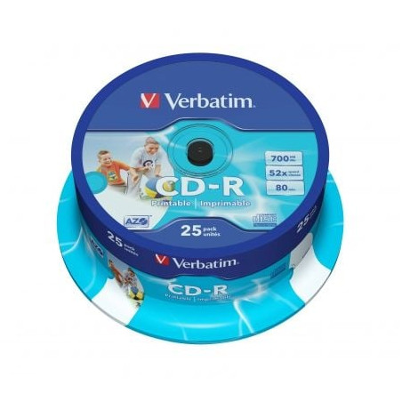 Cd-r verbatim azo imprimible 52x/ tarrina-25uds
