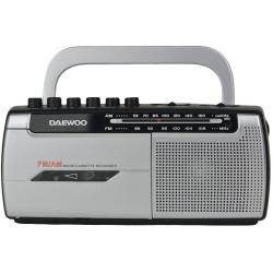 Radio Cassete Daewoo DW1107/ con Cable/ a Pilas/ Negra y Plateada