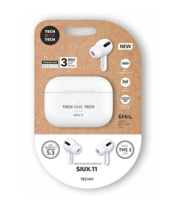 Auriculares bluetooth tech one tech siux.11 tec1411/ con estuche de carga/ autonomía 6h/ blancos